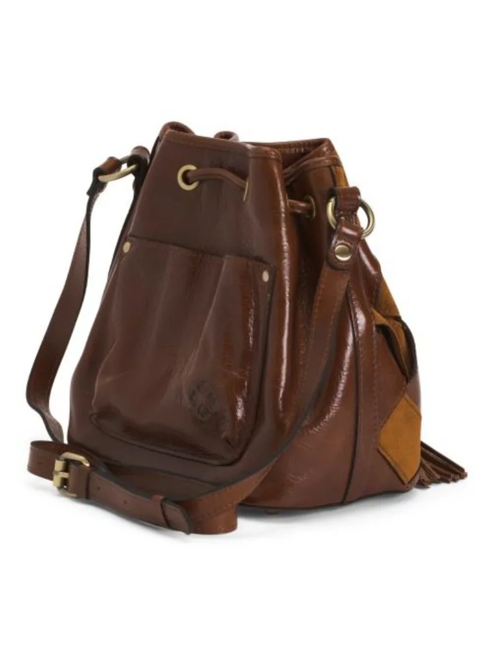 PATRICIA NASH Leather And Suede Bellona Woven Drawstring Hobo